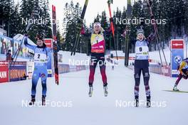 14.02.2021, Pokljuka, Slovenia (SLO): Anais Chevalier-Bouchet (FRA), Tiril Eckhoff (NOR), Lisa Theresa Hauser (AUT), (l-r) - IBU World Championships Biathlon, pursuit women, Pokljuka (SLO). www.nordicfocus.com. © Thibaut/NordicFocus. Every downloaded picture is fee-liable.