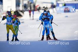 20.02.2021, Pokljuka, Slovenia (SLO): Emilien Jacquelin (FRA), Sebastian Samuelsson (SWE), Dominik Windisch (ITA), (l-r) - IBU World Championships Biathlon, relay men, Pokljuka (SLO). www.nordicfocus.com. © Thibaut/NordicFocus. Every downloaded picture is fee-liable.