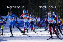 20.02.2021, Pokljuka, Slovenia (SLO): Sturla Holm Laegreid (NOR), Antonin Guigonnat (FRA), Said Karimulla Khalili (RBU), (l-r) - IBU World Championships Biathlon, relay men, Pokljuka (SLO). www.nordicfocus.com. © Thibaut/NordicFocus. Every downloaded picture is fee-liable.