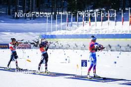 20.02.2021, Pokljuka, Slovenia (SLO): Tatiana Akimova (RBU), Katharina Innerhofer (AUT), Sari Maeda (JPN), (l-r) - IBU World Championships Biathlon, relay women, Pokljuka (SLO). www.nordicfocus.com. © Thibaut/NordicFocus. Every downloaded picture is fee-liable.