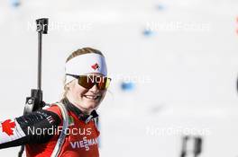 20.02.2021, Pokljuka, Slovenia (SLO): Megan Bankes (CAN) - IBU World Championships Biathlon, relay women, Pokljuka (SLO). www.nordicfocus.com. © Manzoni/NordicFocus. Every downloaded picture is fee-liable.