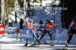 20.02.2021, Pokljuka, Slovenia (SLO): Aita Gasparin (SUI), Dunja Zdouc (AUT), (l-r) - IBU World Championships Biathlon, relay women, Pokljuka (SLO). www.nordicfocus.com. © Manzoni/NordicFocus. Every downloaded picture is fee-liable.