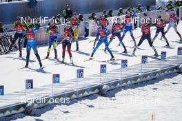 20.02.2021, Pokljuka, Slovenia (SLO): Athltes at shooting range   - IBU World Championships Biathlon, relay women, Pokljuka (SLO). www.nordicfocus.com. © Thibaut/NordicFocus. Every downloaded picture is fee-liable.