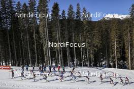 20.02.2021, Pokljuka, Slovenia (SLO): Start of the race   - IBU World Championships Biathlon, relay women, Pokljuka (SLO). www.nordicfocus.com. © Manzoni/NordicFocus. Every downloaded picture is fee-liable.