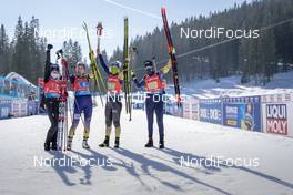 20.02.2021, Pokljuka, Slovenia (SLO): Anastasiya Merkushyna (UKR), Olena Pidhrushna (UKR), Yuliia Dzhima (UKR), Darya Blashko (UKR), (l-r)  - IBU World Championships Biathlon, relay women, Pokljuka (SLO). www.nordicfocus.com. © Thibaut/NordicFocus. Every downloaded picture is fee-liable.
