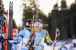 18.02.2021, Pokljuka, Slovenia (SLO): Julia Simon (FRA), Hanna Oeberg (SWE), (l-r), (l-r) - IBU World Championships Biathlon, single mixed relay, Pokljuka (SLO). www.nordicfocus.com. © Thibaut/NordicFocus. Every downloaded picture is fee-liable.