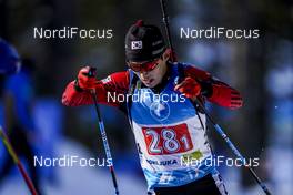 18.02.2021, Pokljuka, Slovenia (SLO): Yonggyu Kim (KOR) - IBU World Championships Biathlon, single mixed relay, Pokljuka (SLO). www.nordicfocus.com. © Thibaut/NordicFocus. Every downloaded picture is fee-liable.