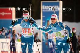18.02.2021, Pokljuka, Slovenia (SLO): Jaakko Ranta (FIN), Mari Eder (FIN), (l-r) - IBU World Championships Biathlon, single mixed relay, Pokljuka (SLO). www.nordicfocus.com. © Manzoni/NordicFocus. Every downloaded picture is fee-liable.