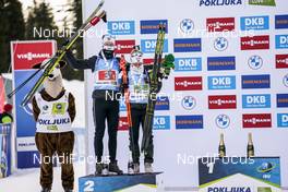 18.02.2021, Pokljuka, Slovenia (SLO): Johannes Thingnes Boe (NOR), Tiril Eckhoff (NOR), (l-r) - IBU World Championships Biathlon, single mixed relay, Pokljuka (SLO). www.nordicfocus.com. © Thibaut/NordicFocus. Every downloaded picture is fee-liable.