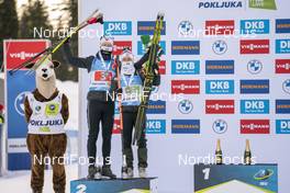 18.02.2021, Pokljuka, Slovenia (SLO): Johannes Thingnes Boe (NOR), Tiril Eckhoff (NOR), (l-r) - IBU World Championships Biathlon, single mixed relay, Pokljuka (SLO). www.nordicfocus.com. © Thibaut/NordicFocus. Every downloaded picture is fee-liable.