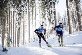 13.02.2021, Pokljuka, Slovenia (SLO): Dunja Zdouc (AUT), Olena Pidhrushna (UKR), (l-r) - IBU World Championships Biathlon, sprint women, Pokljuka (SLO). www.nordicfocus.com. © Manzoni/NordicFocus. Every downloaded picture is fee-liable.