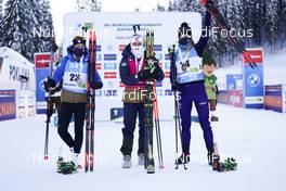 13.02.2021, Pokljuka, Slovenia (SLO): Anais Chevalier-Bouchet (FRA), Tiril Eckhoff (NOR), Hanna Sola (BLR), (l-r) - IBU World Championships Biathlon, sprint women, Pokljuka (SLO). www.nordicfocus.com. © Thibaut/NordicFocus. Every downloaded picture is fee-liable.