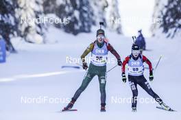 13.02.2021, Pokljuka, Slovenia (SLO): Gabriele Lescinskaite (LTU), Seonsu Kim (KOR), (l-r) - IBU World Championships Biathlon, sprint women, Pokljuka (SLO). www.nordicfocus.com. © Manzoni/NordicFocus. Every downloaded picture is fee-liable.