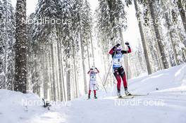 13.02.2021, Pokljuka, Slovenia (SLO): Ingrid Landmark Tandrevold (NOR), Kamila Zuk (POL), (l-r) - IBU World Championships Biathlon, sprint women, Pokljuka (SLO). www.nordicfocus.com. © Manzoni/NordicFocus. Every downloaded picture is fee-liable.