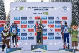 13.02.2021, Pokljuka, Slovenia (SLO): Anais Chevalier-Bouchet (FRA), Tiril Eckhoff (NOR), Hanna Sola (BLR), (l-r) - IBU World Championships Biathlon, sprint women, Pokljuka (SLO). www.nordicfocus.com. © Thibaut/NordicFocus. Every downloaded picture is fee-liable.