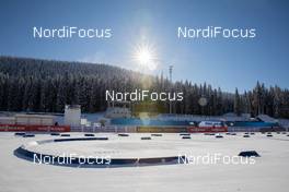 13.02.2021, Pokljuka, Slovenia (SLO): Feature: Venue overview with the penalty loop in the sun - IBU World Championships Biathlon, training, Pokljuka (SLO). www.nordicfocus.com. © Manzoni/NordicFocus. Every downloaded picture is fee-liable.