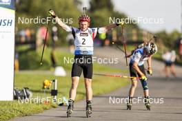 26.08.2021, Nove Mesto na Morave, Czech Republic (CZE): Vitezslav Hornig (CZE), Tomas Mikyska (CZE), (l-r) - IBU Summer Biathlon World Championships, Super Sprint Junior Men, Nove Mesto na Morave (CZE). www.nordicfocus.com. © Manzoni/NordicFocus. Every downloaded picture is fee-liable.
