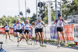 26.08.2021, Nove Mesto na Morave, Czech Republic (CZE): Kseniia Shneider (RBU), Gabriela Masarikova (CZE), Ziva Klemencic (SLO), (l-r) - IBU Summer Biathlon World Championships, Super Sprint Junior Women, Nove Mesto na Morave (CZE). www.nordicfocus.com. © Manzoni/NordicFocus. Every downloaded picture is fee-liable.