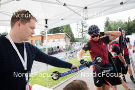 25.08.2021, Nove Mesto na Morave, Czech Republic (CZE): Event Feature: undefined athlete gets SRB ski roller - IBU Summer Biathlon World Championships, training, Nove Mesto na Morave (CZE). www.nordicfocus.com. © Manzoni/NordicFocus. Every downloaded picture is fee-liable.