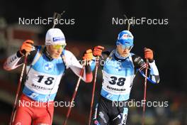27.11.2021, Oestersund, Sweden, (SWE): Simon Eder (AUT), Rene Zahkna (EST), (l-r) - IBU World Cup Biathlon, individual men, Oestersund (SWE). www.nordicfocus.com. © Manzoni/NordicFocus. Every downloaded picture is fee-liable.