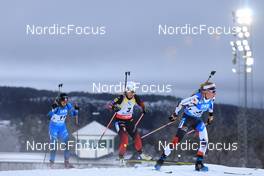 27.11.2021, Oestersund, Sweden, (SWE): Chloe Chevalier (FRA), Tiril Eckhoff (NOR), Marketa Davidova (CZE), (l-r) - IBU World Cup Biathlon, individual women, Oestersund (SWE). www.nordicfocus.com. © Manzoni/NordicFocus. Every downloaded picture is fee-liable.
