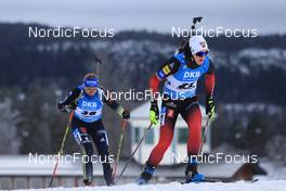 27.11.2021, Oestersund, Sweden, (SWE): Vanessa Hinz (GER), Marte Olsbu Roeiseland (NOR), (l-r) - IBU World Cup Biathlon, individual women, Oestersund (SWE). www.nordicfocus.com. © Manzoni/NordicFocus. Every downloaded picture is fee-liable.