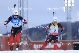 27.11.2021, Oestersund, Sweden, (SWE): Ida Lien (NOR), Tiril Eckhoff (NOR), (l-r) - IBU World Cup Biathlon, individual women, Oestersund (SWE). www.nordicfocus.com. © Manzoni/NordicFocus. Every downloaded picture is fee-liable.