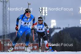 27.11.2021, Oestersund, Sweden, (SWE): Justine Braisaz-Bouchet (FRA), Sari Maeda (JPN), (l-r) - IBU World Cup Biathlon, individual women, Oestersund (SWE). www.nordicfocus.com. © Manzoni/NordicFocus. Every downloaded picture is fee-liable.