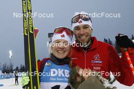 27.11.2021, Oestersund, Sweden, (SWE): Emma Lunder (CAN), Christian Gow (CAN), (l-r) - IBU World Cup Biathlon, individual women, Oestersund (SWE). www.nordicfocus.com. © Manzoni/NordicFocus. Every downloaded picture is fee-liable.
