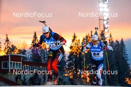 28.11.2021, Oestersund, Sweden, (SWE): Sivert Guttorm Bakken (NOR), Mikulas Karlik (CZE), (l-r) - IBU World Cup Biathlon, sprint men, Oestersund (SWE). www.nordicfocus.com. © Manzoni/NordicFocus. Every downloaded picture is fee-liable.