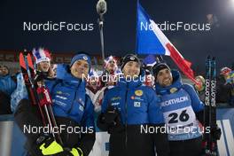 28.11.2021, Oestersund, Sweden, (SWE): Emilien Jacquelin (FRA), Fabien Claude (FRA), Simon Desthieux (FRA), (l-r) - IBU World Cup Biathlon, sprint men, Oestersund (SWE). www.nordicfocus.com. © Manzoni/NordicFocus. Every downloaded picture is fee-liable.