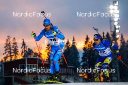 28.11.2021, Oestersund, Sweden, (SWE): Thomas Bormolini (ITA), Bogdan Tsymbal (UKR), (l-r) - IBU World Cup Biathlon, sprint men, Oestersund (SWE). www.nordicfocus.com. © Manzoni/NordicFocus. Every downloaded picture is fee-liable.