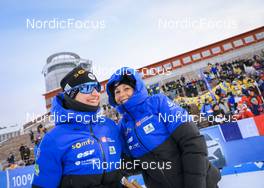 28.11.2021, Oestersund, Sweden, (SWE): Julia Simon (FRA), Chloe Chevalier (FRA), (l-r) - IBU World Cup Biathlon, sprint women, Oestersund (SWE). www.nordicfocus.com. © Manzoni/NordicFocus. Every downloaded picture is fee-liable.