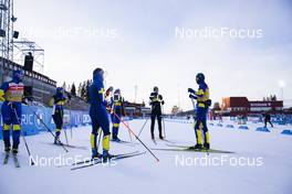 26.11.2021, Oestersund, Sweden, (SWE): Anna Magnusson (SWE), Johanna Skottheim (SWE), Mona Brorsson (SWE), Stina Nilsson (SWE), (l-r) - IBU World Cup Biathlon, training, Oestersund (SWE). www.nordicfocus.com. © Manzoni/NordicFocus. Every downloaded picture is fee-liable.