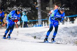 05.12.2021, Oestersund, Sweden, (SWE): Antonin Guigonnat (FRA), Quentin Fillon Maillet (FRA), (l-r) - IBU World Cup Biathlon, pursuit men, Oestersund (SWE). www.nordicfocus.com. © Manzoni/NordicFocus. Every downloaded picture is fee-liable.
