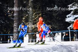 05.12.2021, Oestersund, Sweden, (SWE): Quentin Fillon Maillet (FRA), Eduard Latypov (RUS), (l-r) - IBU World Cup Biathlon, pursuit men, Oestersund (SWE). www.nordicfocus.com. © Manzoni/NordicFocus. Every downloaded picture is fee-liable.