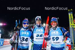 05.12.2021, Oestersund, Sweden, (SWE): Jake Brown (USA), Paul Schommer (USA), Sean Doherty (USA), (l-r) - IBU World Cup Biathlon, pursuit men, Oestersund (SWE). www.nordicfocus.com. © Manzoni/NordicFocus. Every downloaded picture is fee-liable.