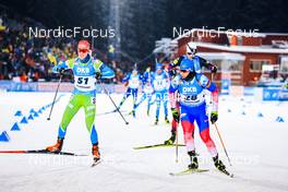 05.12.2021, Oestersund, Sweden, (SWE): Miha Dovzan (SLO), Alexander Povarnitsyn (RUS), (l-r) - IBU World Cup Biathlon, pursuit men, Oestersund (SWE). www.nordicfocus.com. © Manzoni/NordicFocus. Every downloaded picture is fee-liable.