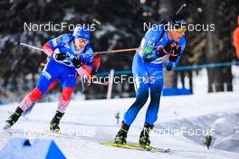 05.12.2021, Oestersund, Sweden, (SWE): Eduard Latypov (RUS), Quentin Fillon Maillet (FRA), (l-r) - IBU World Cup Biathlon, pursuit men, Oestersund (SWE). www.nordicfocus.com. © Manzoni/NordicFocus. Every downloaded picture is fee-liable.