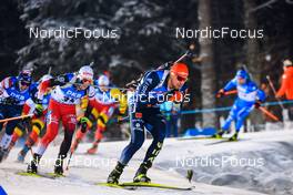 05.12.2021, Oestersund, Sweden, (SWE): Philipp Nawrath (GER), Felix Leitner (AUT), (l-r) - IBU World Cup Biathlon, pursuit men, Oestersund (SWE). www.nordicfocus.com. © Manzoni/NordicFocus. Every downloaded picture is fee-liable.