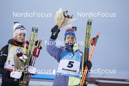 04.12.2021, Oestersund, Sweden, (SWE): Lisa Theresa Hauser (AUT), Franziska Preuss (GER), (l-r) - IBU World Cup Biathlon, pursuit women, Oestersund (SWE). www.nordicfocus.com. © Manzoni/NordicFocus. Every downloaded picture is fee-liable.