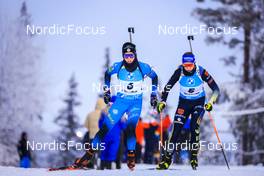 04.12.2021, Oestersund, Sweden, (SWE): Anais Chevalier-Bouchet (FRA), Franziska Preuss (GER), (l-r) - IBU World Cup Biathlon, pursuit women, Oestersund (SWE). www.nordicfocus.com. © Manzoni/NordicFocus. Every downloaded picture is fee-liable.