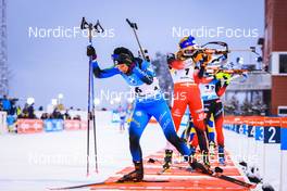 04.12.2021, Oestersund, Sweden, (SWE): Anais Chevalier-Bouchet (FRA), Lisa Theresa Hauser (AUT), (l-r) - IBU World Cup Biathlon, pursuit women, Oestersund (SWE). www.nordicfocus.com. © Manzoni/NordicFocus. Every downloaded picture is fee-liable.