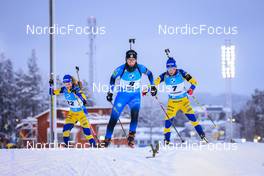 04.12.2021, Oestersund, Sweden, (SWE): Mona Brorsson (SWE), Chloe Chevalier (FRA), Linn Persson (SWE), (l-r) - IBU World Cup Biathlon, pursuit women, Oestersund (SWE). www.nordicfocus.com. © Manzoni/NordicFocus. Every downloaded picture is fee-liable.