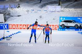 04.12.2021, Oestersund, Sweden, (SWE): Simon Desthieux (FRA), Quentin Fillon Maillet (FRA), (l-r) - IBU World Cup Biathlon, relay men, Oestersund (SWE). www.nordicfocus.com. © Manzoni/NordicFocus. Every downloaded picture is fee-liable.