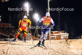 04.12.2021, Oestersund, Sweden, (SWE): Tero Seppala (FIN), Thierry Langer (BEL), (l-r) - IBU World Cup Biathlon, relay men, Oestersund (SWE). www.nordicfocus.com. © Manzoni/NordicFocus. Every downloaded picture is fee-liable.