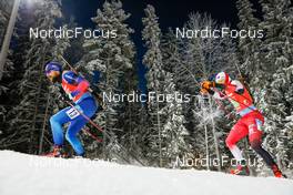 04.12.2021, Oestersund, Sweden, (SWE): Benjamin Weger (SUI), Simon Eder (AUT), (l-r) - IBU World Cup Biathlon, relay men, Oestersund (SWE). www.nordicfocus.com. © Manzoni/NordicFocus. Every downloaded picture is fee-liable.