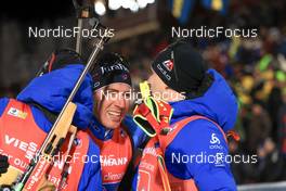 04.12.2021, Oestersund, Sweden, (SWE): Quentin Fillon Maillet (FRA), Fabien Claude (FRA), (l-r) - IBU World Cup Biathlon, relay men, Oestersund (SWE). www.nordicfocus.com. © Manzoni/NordicFocus. Every downloaded picture is fee-liable.