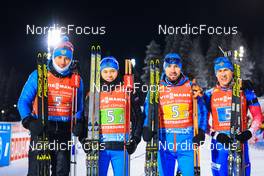 04.12.2021, Oestersund, Sweden, (SWE): Said Karimulla Khalili (RUS), Daniil Serokhvostov (RUS), Alexander Loginov (RUS), Eduard Latypov (RUS), (l-r) - IBU World Cup Biathlon, relay men, Oestersund (SWE). www.nordicfocus.com. © Manzoni/NordicFocus. Every downloaded picture is fee-liable.