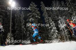04.12.2021, Oestersund, Sweden, (SWE): Emilien Jacquelin (FRA), Roman Rees (GER), (l-r) - IBU World Cup Biathlon, relay men, Oestersund (SWE). www.nordicfocus.com. © Manzoni/NordicFocus. Every downloaded picture is fee-liable.